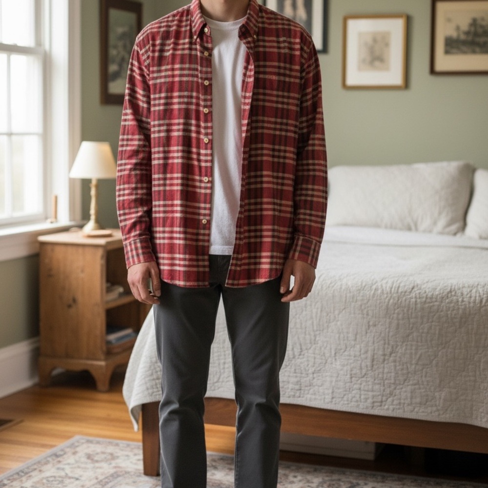 Deep Pink/burgandy Plaid Button-Up Shirt